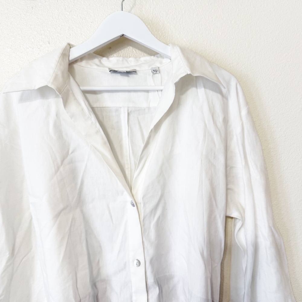 NWT Vince Belted Linen Blend Capsule Minimal White Button Up Mini Dress Size XL - Picture 11 of 11